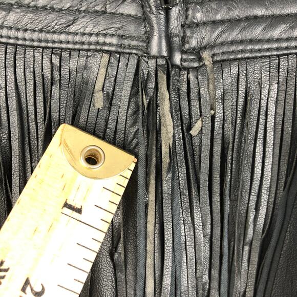 H&M DBlack Vegan Faux Suede Leather Tassel/Fringe Mini Skirt 2 XS 24" - Picture 9 of 13